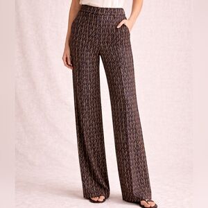 Veronica Beard Edia Wide Leg Pants Navy Chain Print High Rise Size 6